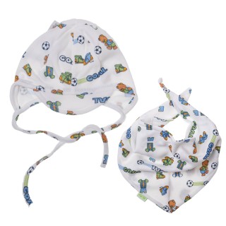 Bawełniany zestaw - czapka obwód głowy 34 cm + chustka