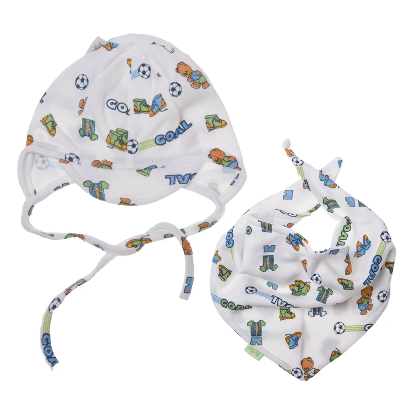 Bawełniany zestaw - czapka obwód głowy 34 cm + chustka