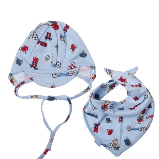 Bawełniany zestaw - czapka obwód głowy 34 cm + chustka