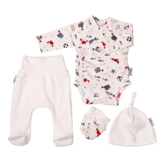 Zestaw ubranek 4-częściowy - rozm. 38 - wyprawka dla wcześniaka