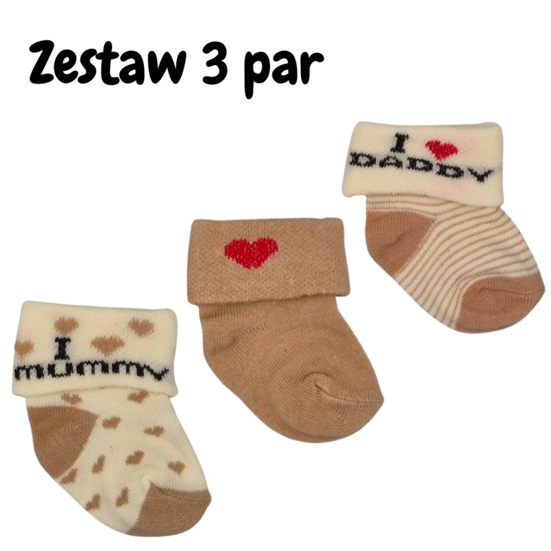 Skarpetki bawełniane dla wcześniaka -  zestaw 3 pary 