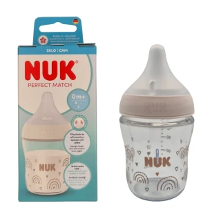 NUK - Butelka szklana antykolkowa 0+ Perfect Match 120 ml - tęcza
