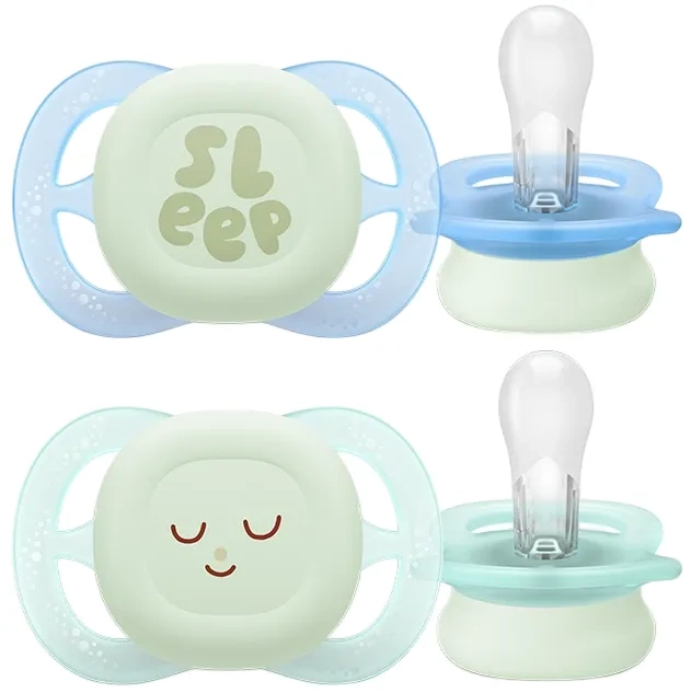 AVENT - Smoczki Ultra Start 0-2m - dla wcześniaka - 2  szt. świecące w ciemności