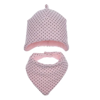 Ocieplany zestaw - czapka obwód głowy 32 cm + chustka