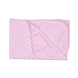 Kocyk dwustronny bawełna - Minky 72x72 cm - różowy